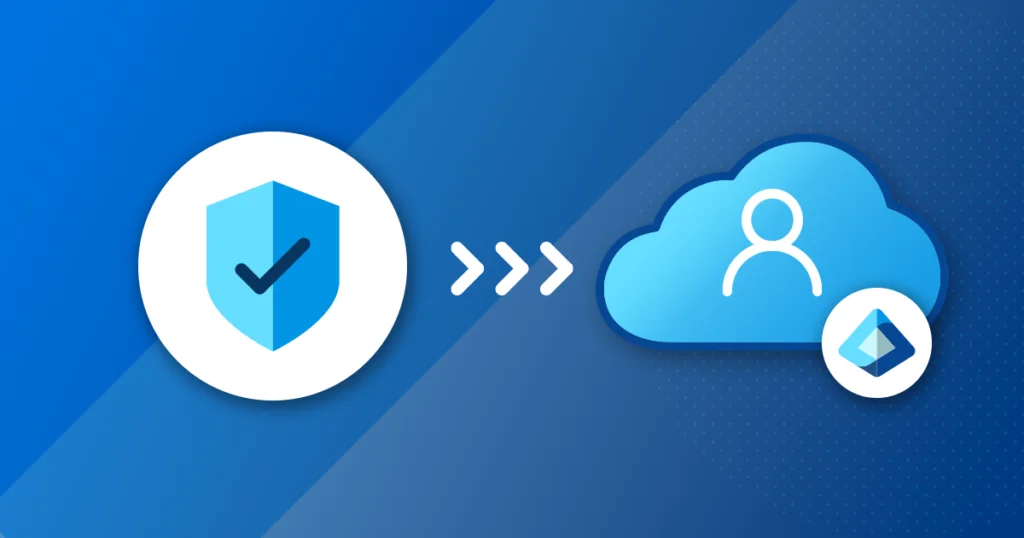 Illustratie van Conditional Access in Microsoft Entra ID, met een schild en een cloudgebruiker