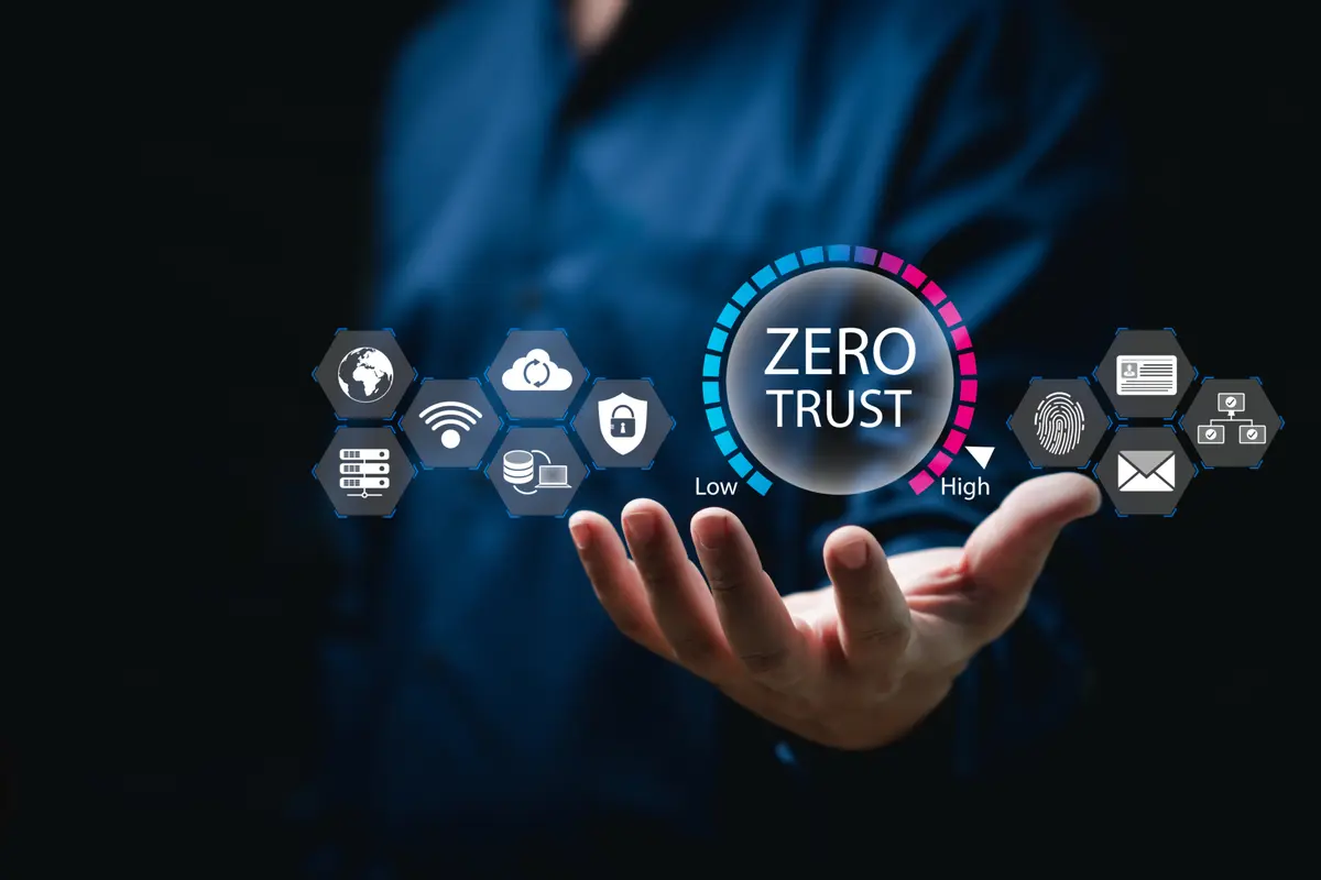 Netwerk en serverinfrastructuur, illustratie van Zero Trust beveiliging voor KMO's